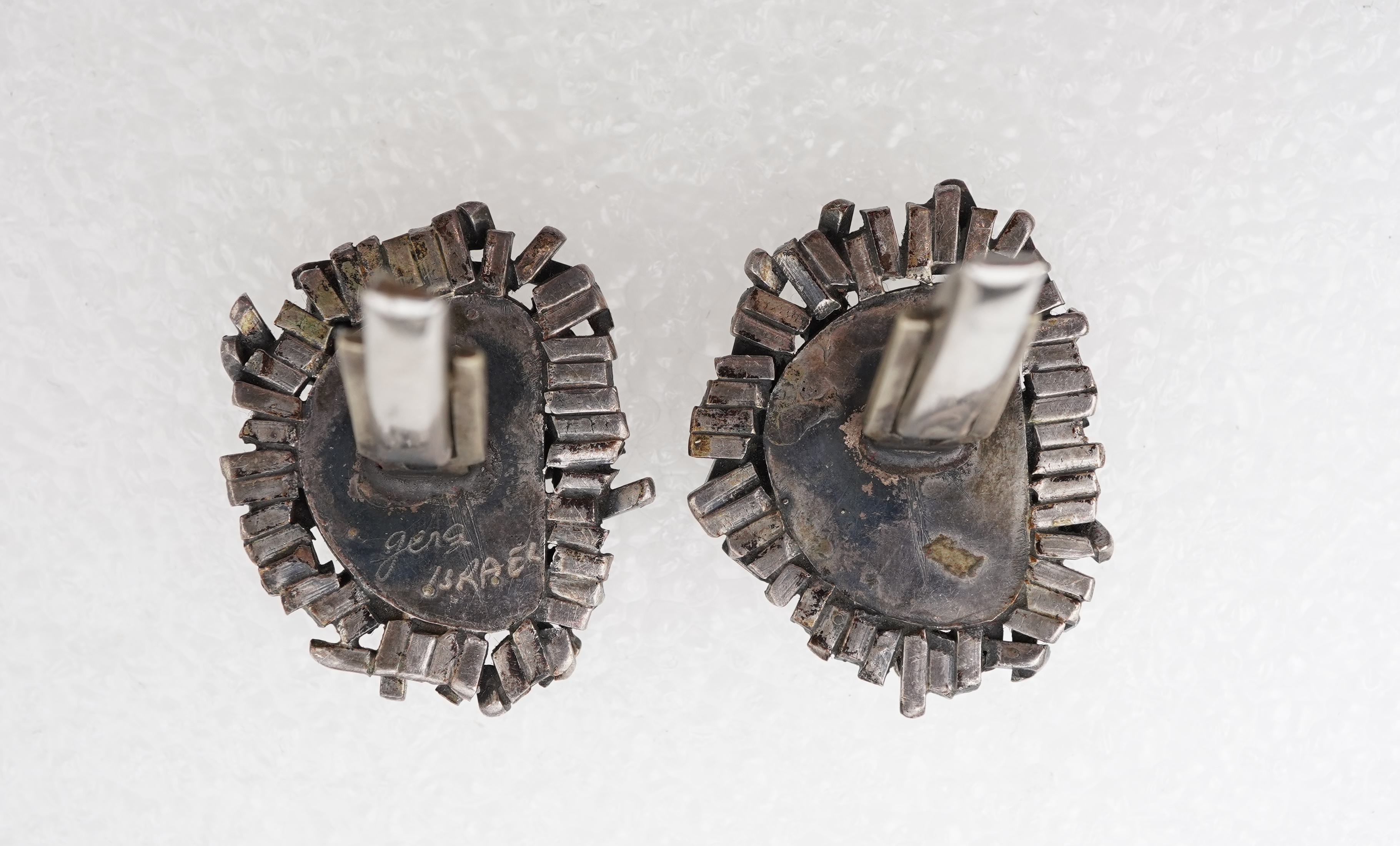 Attributed to Rachel Gera (1936-2023), a pair of mother of pearl cufflinks, Israel, 1970s